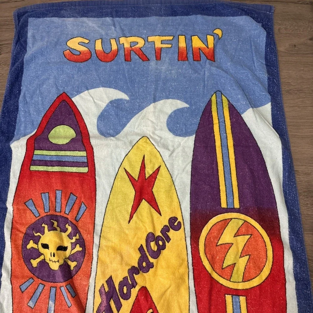 Vintage Duke Stevens Multi-color Beach towel Surfin Safari Hardcore colorful